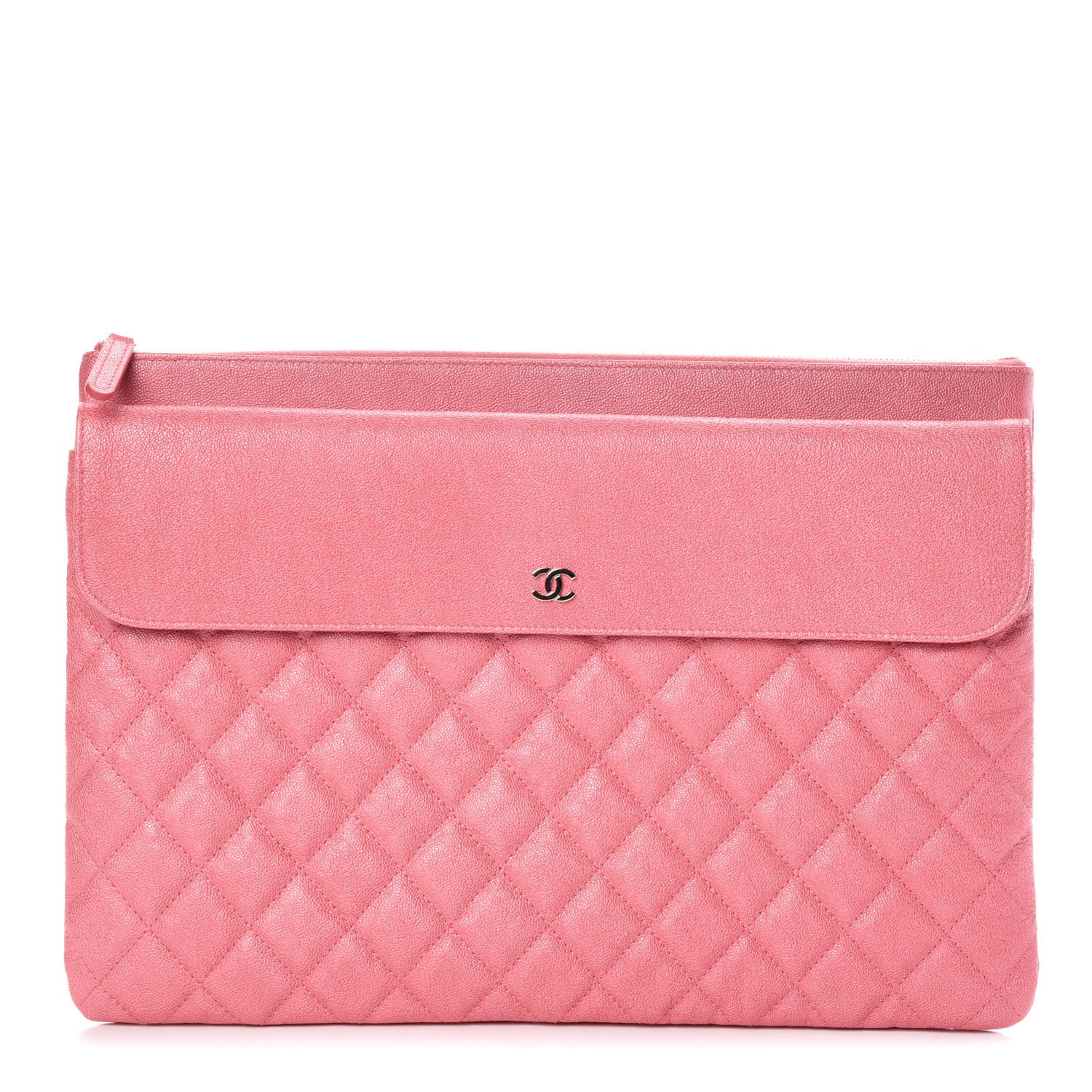 Chanel Iridescent Caviar Quilted Large Flap Cosmetic Case Pink 1 of 8