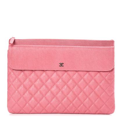 Chanel Iridescent Caviar Quilted Large Flap Cosmetic Case Pink 1 of 8