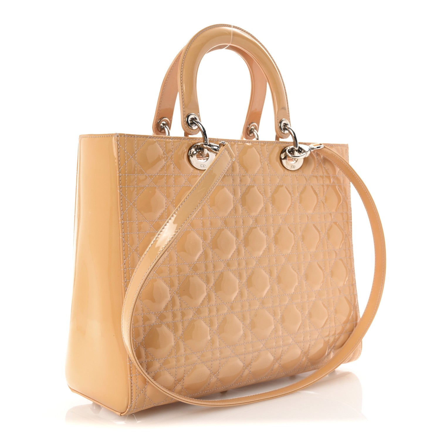 Christian Dior Patent Cannage Large Lady Dior Dark Beige 3 of 9