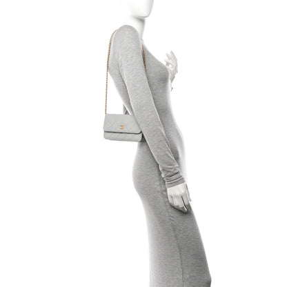 Chanel Lambskin Pearl Crush Quilted Flap Phone Holder With Chain Light Grey 2 of 16