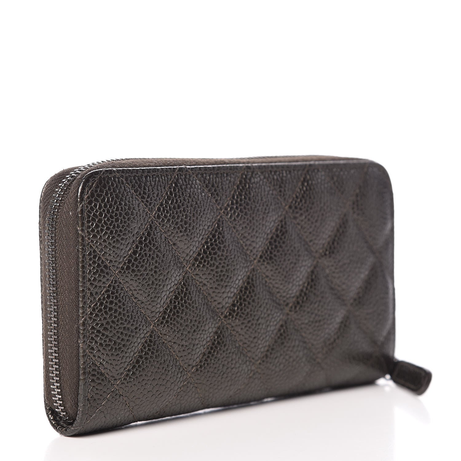 Chanel Caviar Quilted Medium Zip Around Wallet Dark Charcoal 3 of 9
