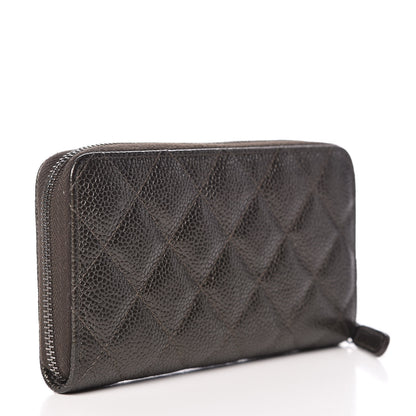Chanel Caviar Quilted Medium Zip Around Wallet Dark Charcoal 3 of 9
