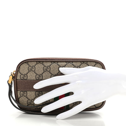 Gucci GG Supreme Monogram Ophidia Phone Case Wristlet Brown 2 of 9