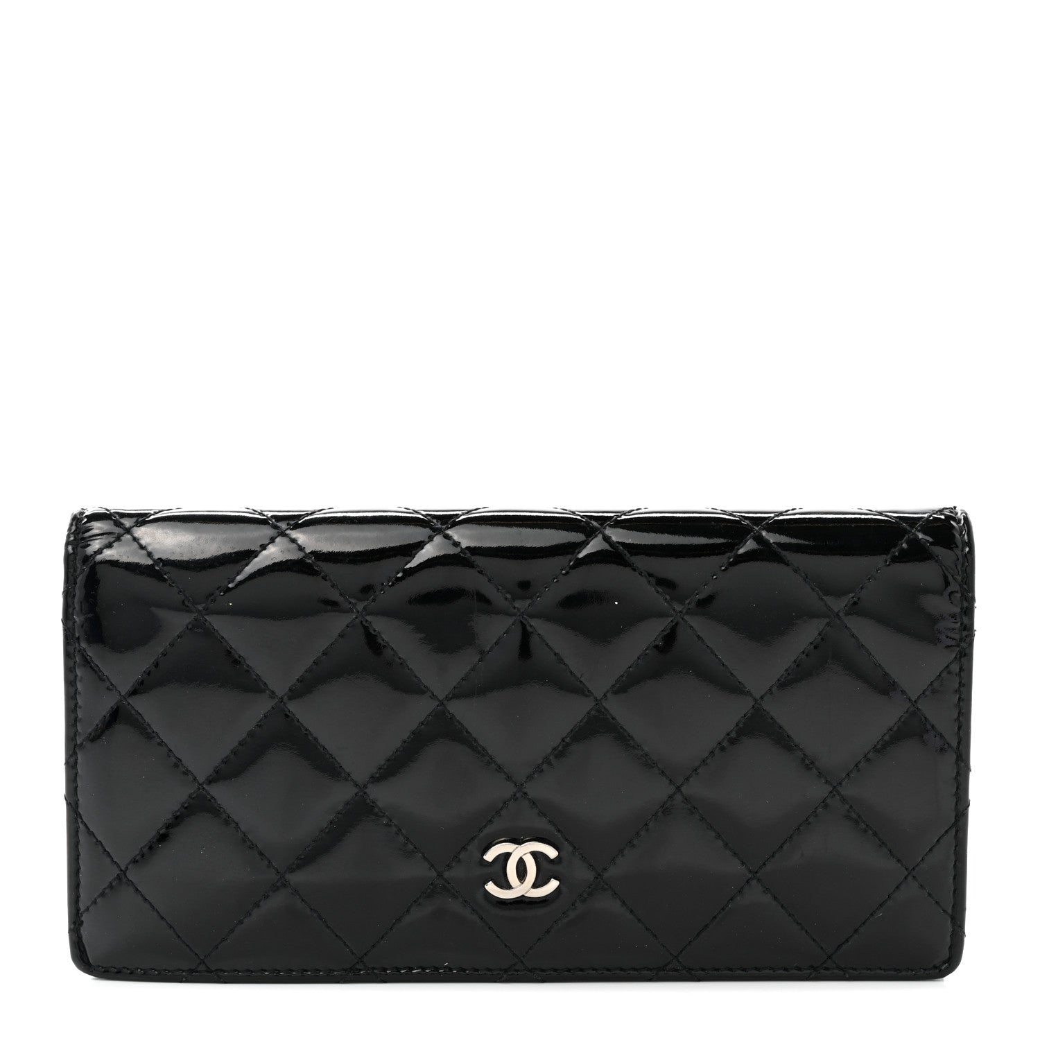 Chanel Patent Calfskin Quilted Yen Wallet Black 1 of 12