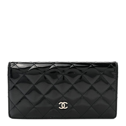 Chanel Patent Calfskin Quilted Yen Wallet Black 1 of 12