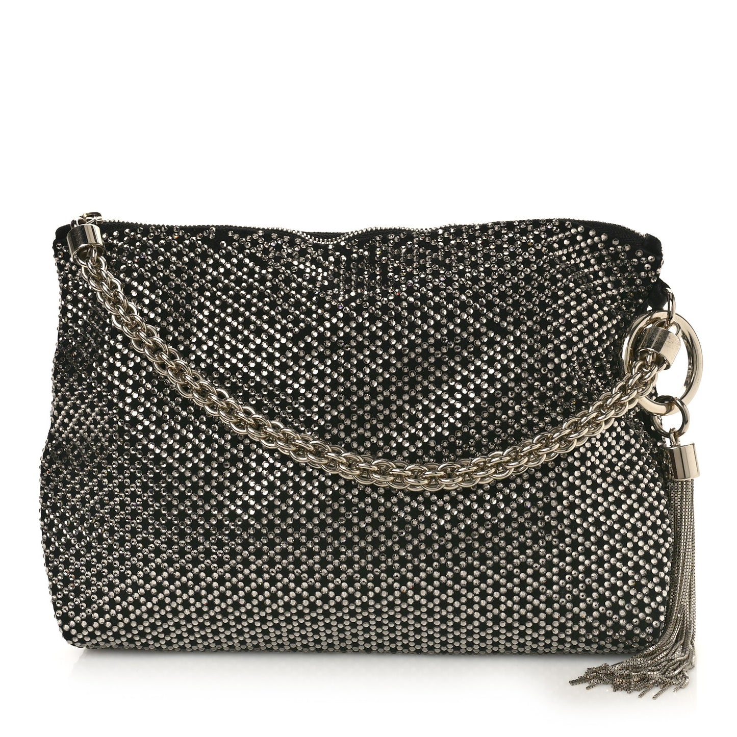Suede Crystal Callie Tassel Shoulder Bag Silver