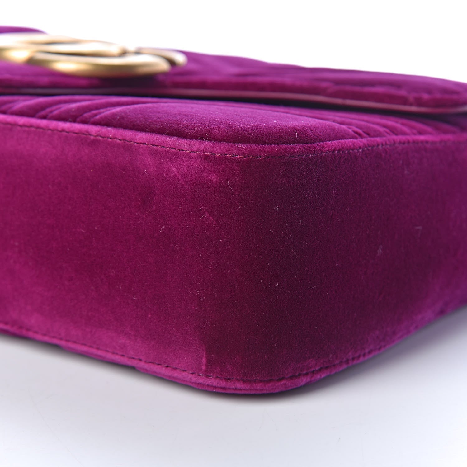Gucci Velvet Matelasse Medium GG Marmont Shoulder Bag Fuchsia Violet Cyclamen 10 of 10