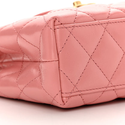 Chanel Shiny Aged Calfskin Quilted Nano Kelly Shopper Coral Pink 9 of 11