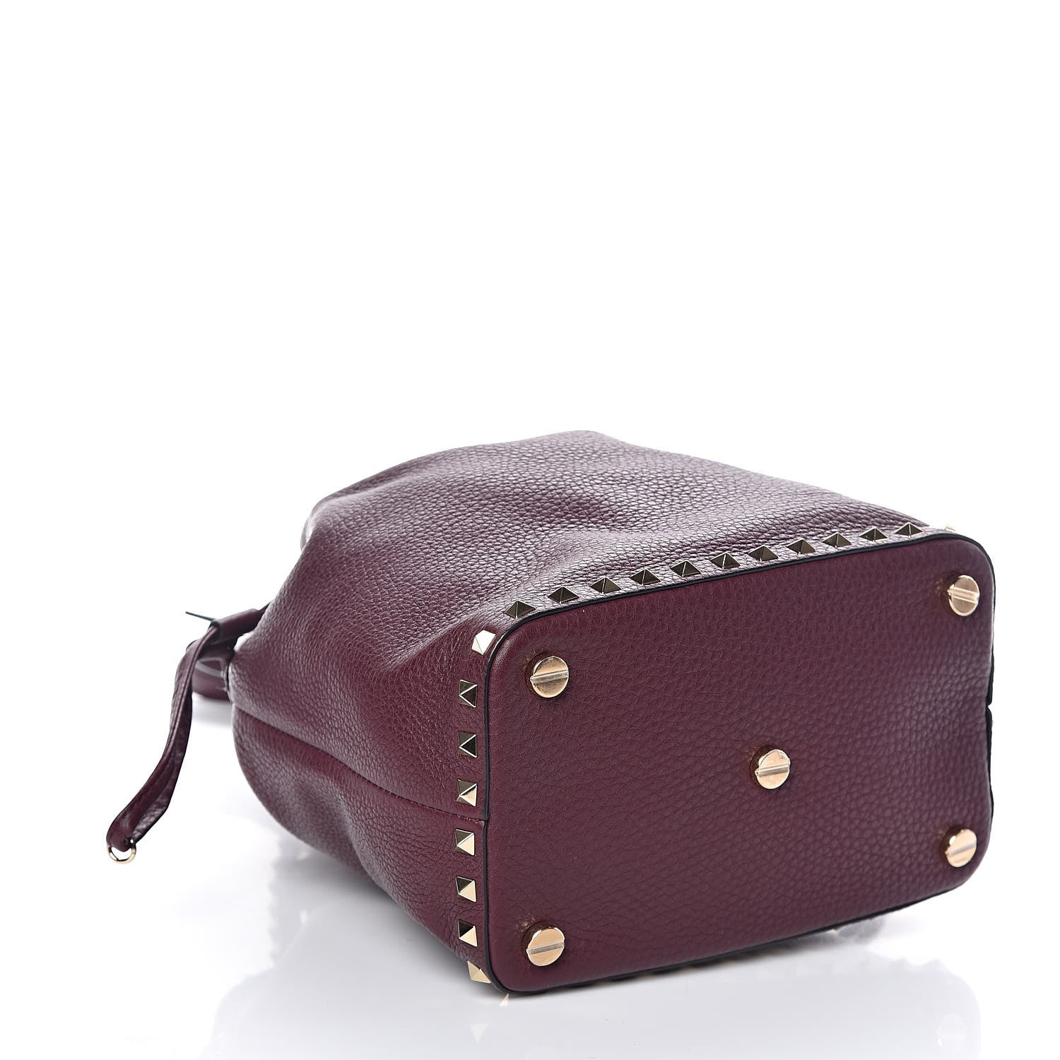 Valentino Garavani Pebbled Calfskin Small Rockstud Bucket Bag Vinaccia 4 of 9