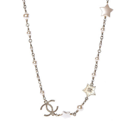 Chanel Metal Resin Pearl Star CC Necklace Gold 1 of 4