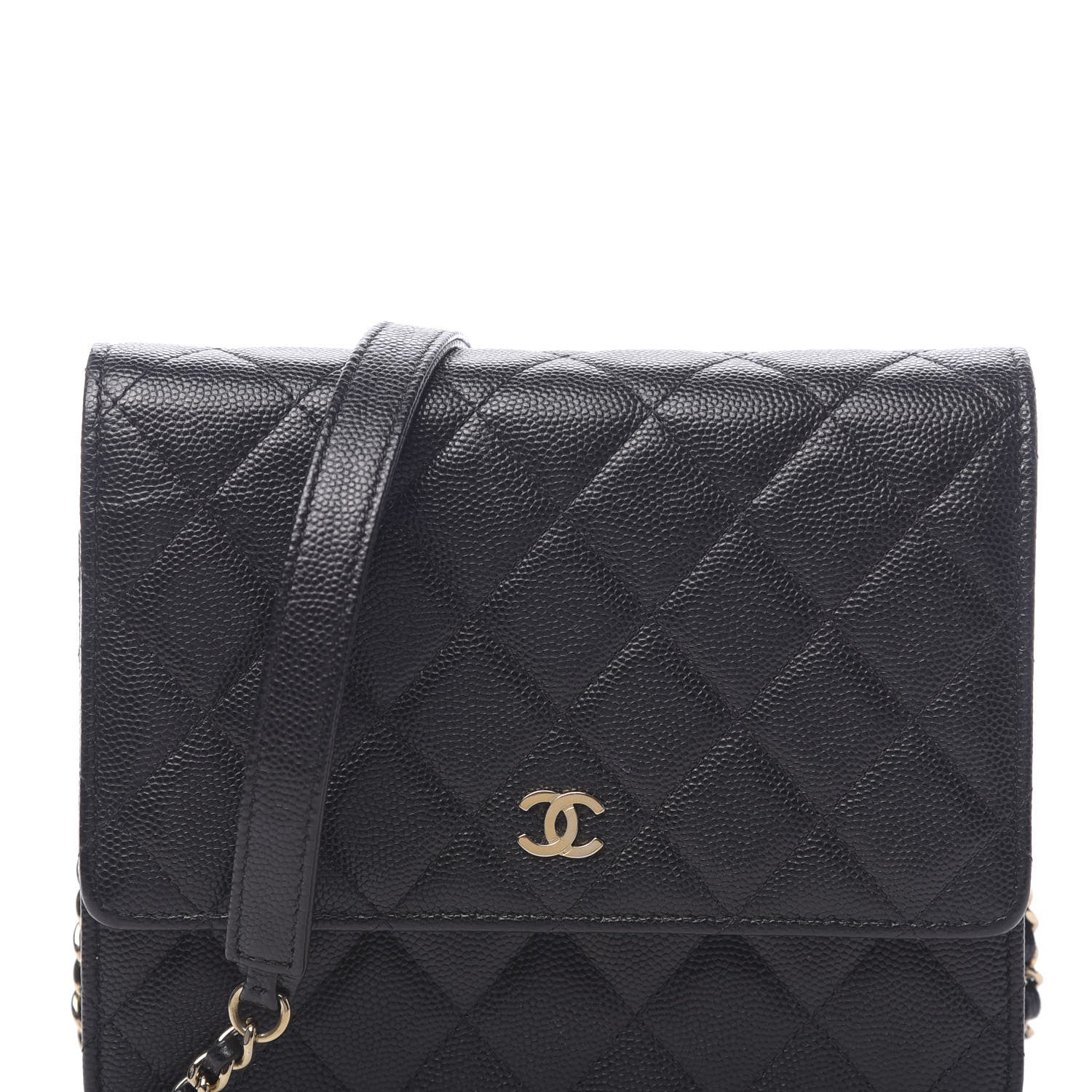 Chanel Caviar Quilted Square Wallet On Chain WOC Black 11 of 12