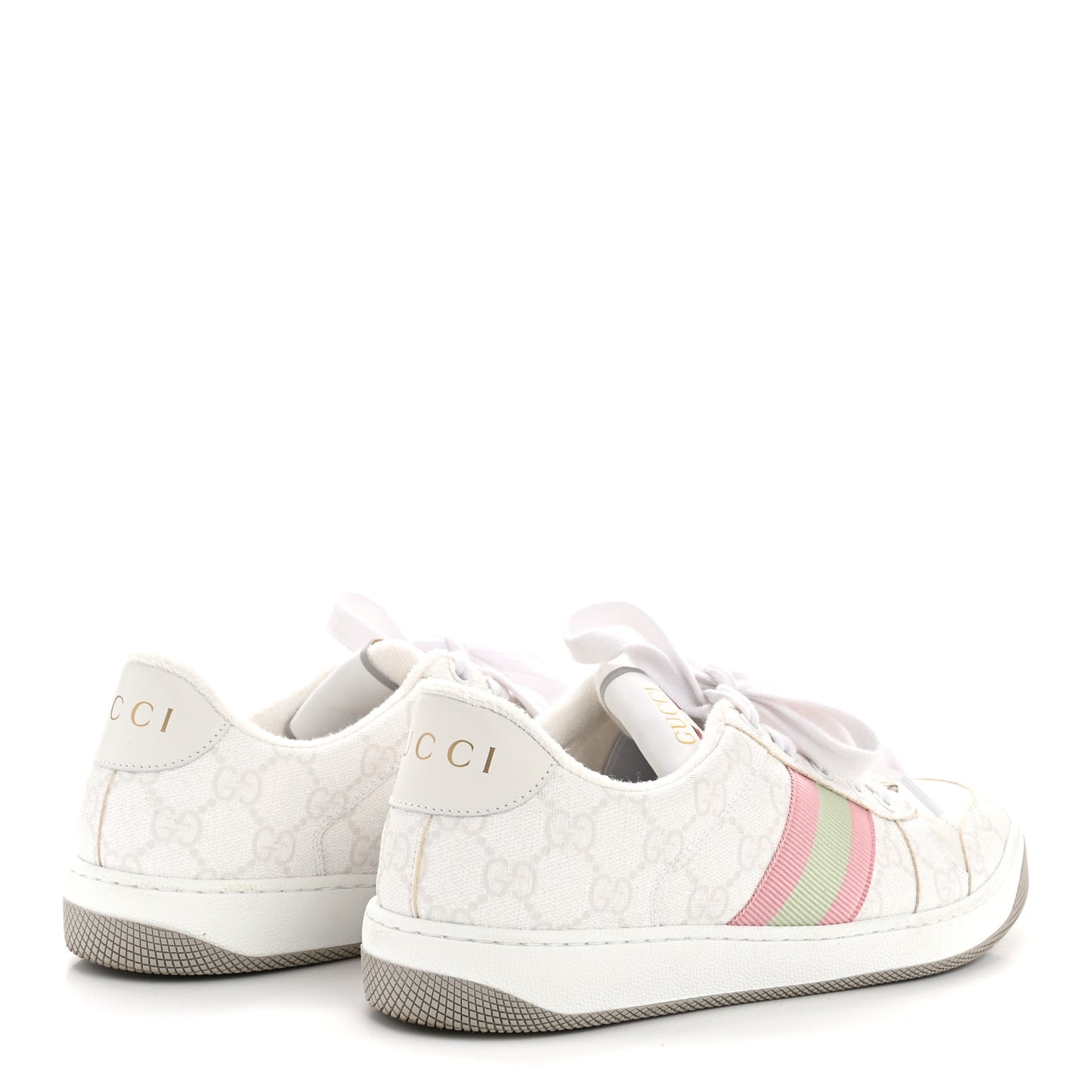 GG Monogram Web Screener Sneakers 38 White Grey Pink