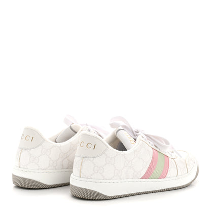 Gucci GG Monogram Web Screener Sneakers 38 White Grey Pink 5 of 10