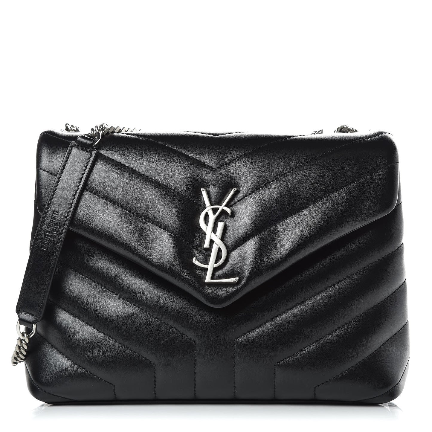 Calfskin Y Quilted Monogram Small Loulou Chain Satchel Black