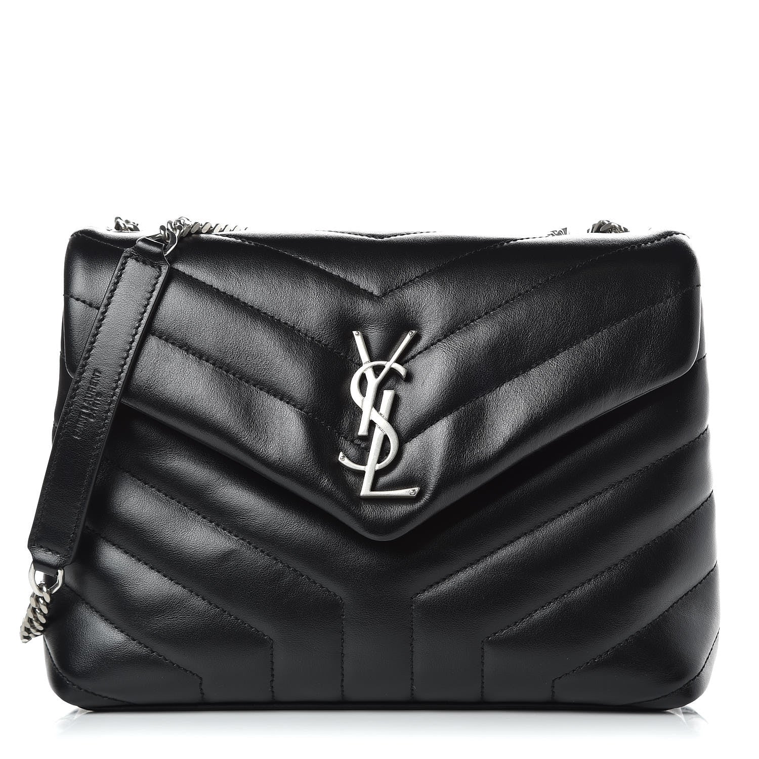 Saint Laurent Calfskin Y Quilted Monogram Small Loulou Chain Satchel Black 1 of 9