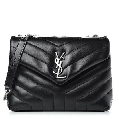 Saint Laurent Calfskin Y Quilted Monogram Small Loulou Chain Satchel Black 1 of 9