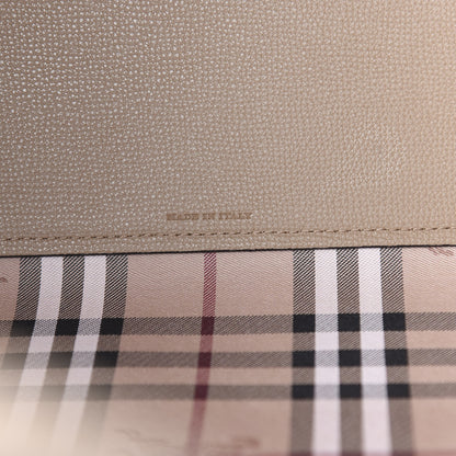 Burberry Grainy Calfskin Haymarket Check Medium Reversible Tote Camel 10 of 14