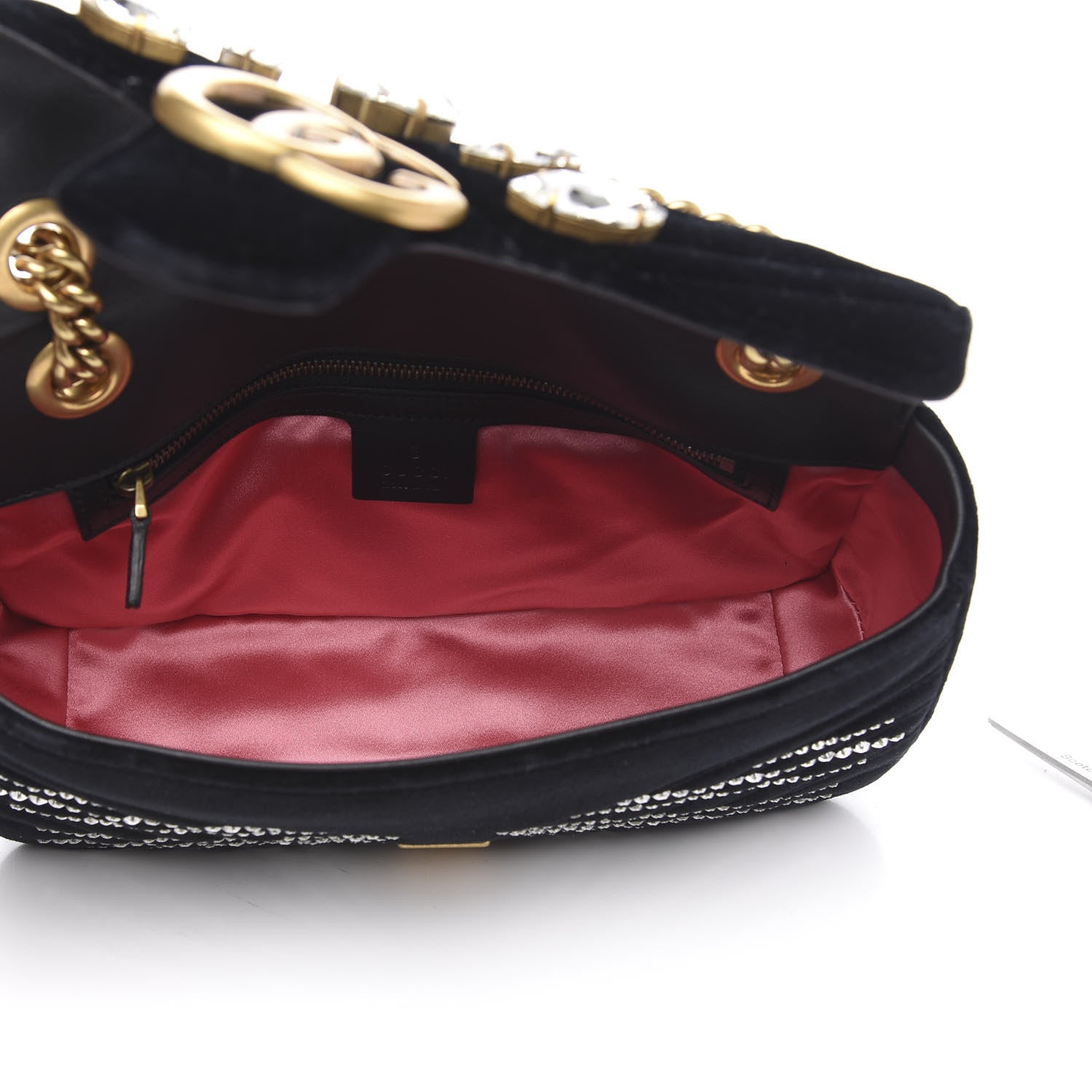 Gucci Velvet Matelasse Marquise Crystals Embroidered Small GG Marmont Shoulder Bag Black 5 of 11