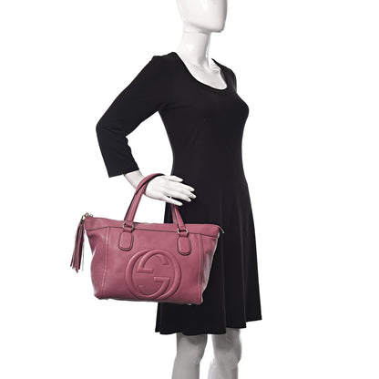 Gucci Pebbled Calfskin Small Soho Top Handle Bag Fresia Rose 2 of 11