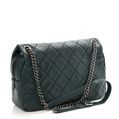 Chanel Calfskin Quilted Jumbo Coco Sporran Flap Dark Green 3 of 11