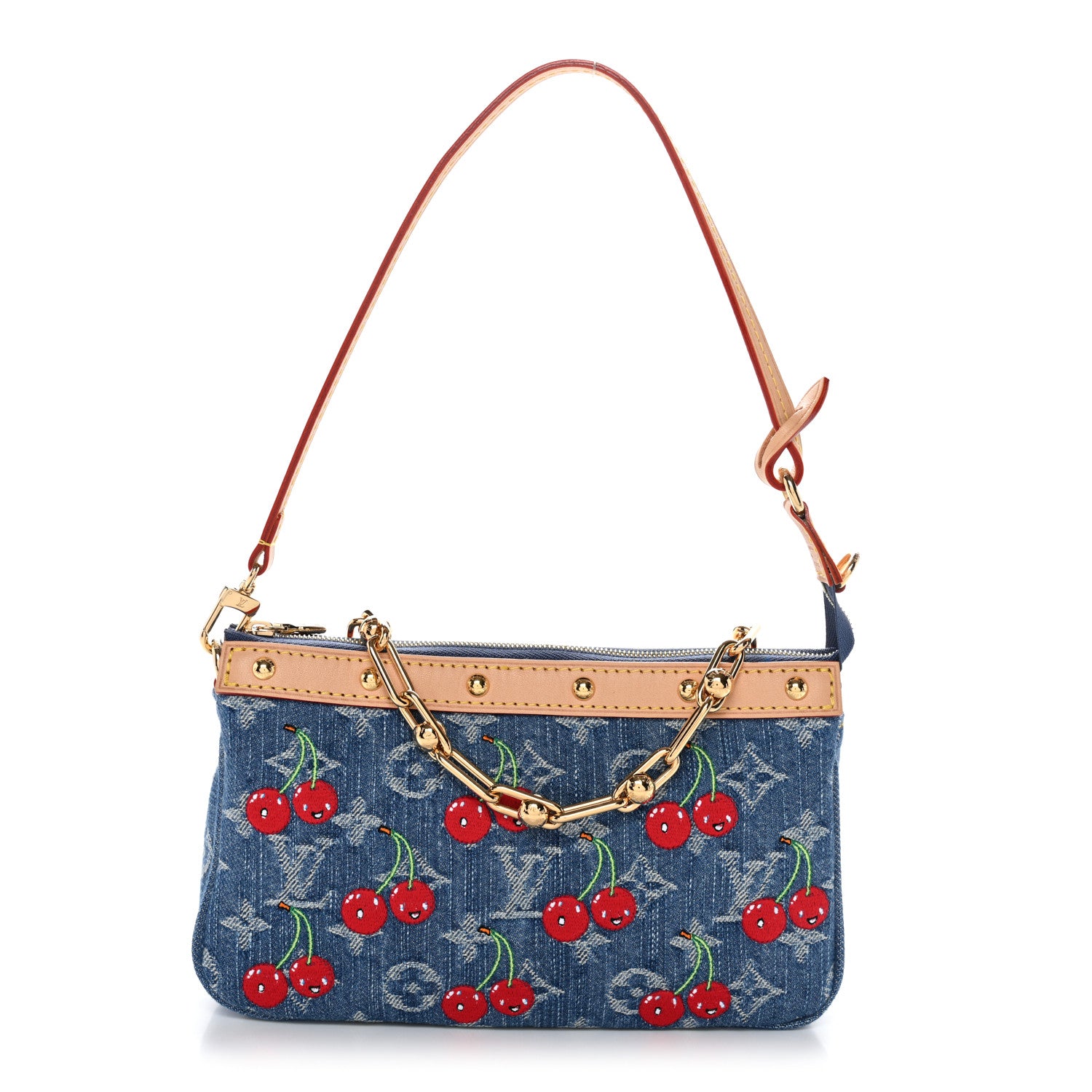 Louis Vuitton LV X TM Monogram Denim Cerises Pochette Accessories Blue 1 of 10