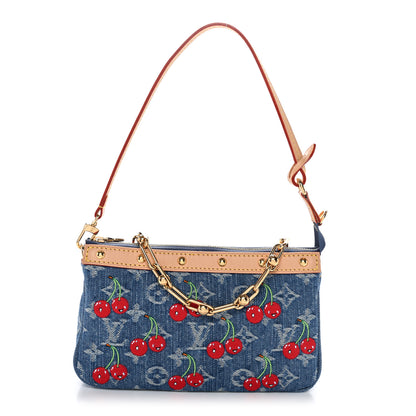 Louis Vuitton LV X TM Monogram Denim Cerises Pochette Accessories Blue 1 of 10