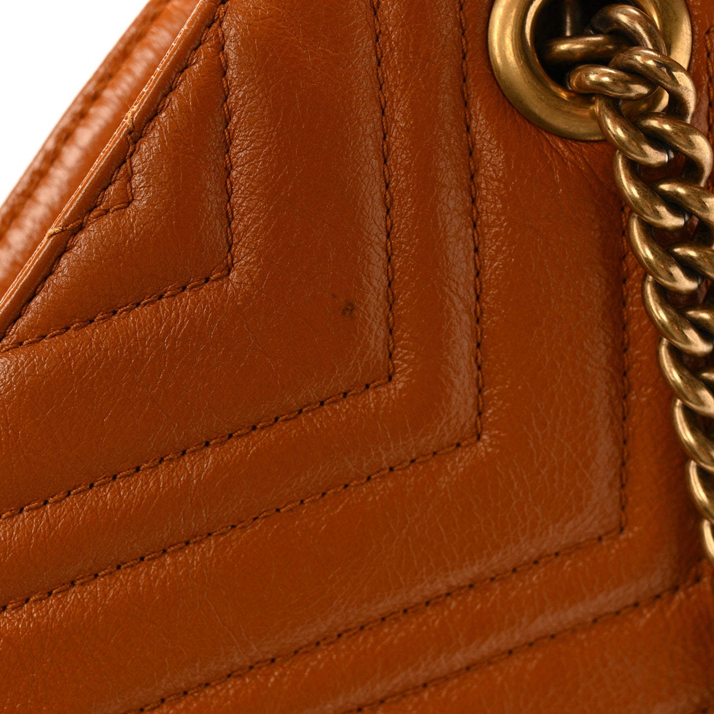 Azalea Calfskin Matelasse Large GG Marmont Slim Tote Cognac