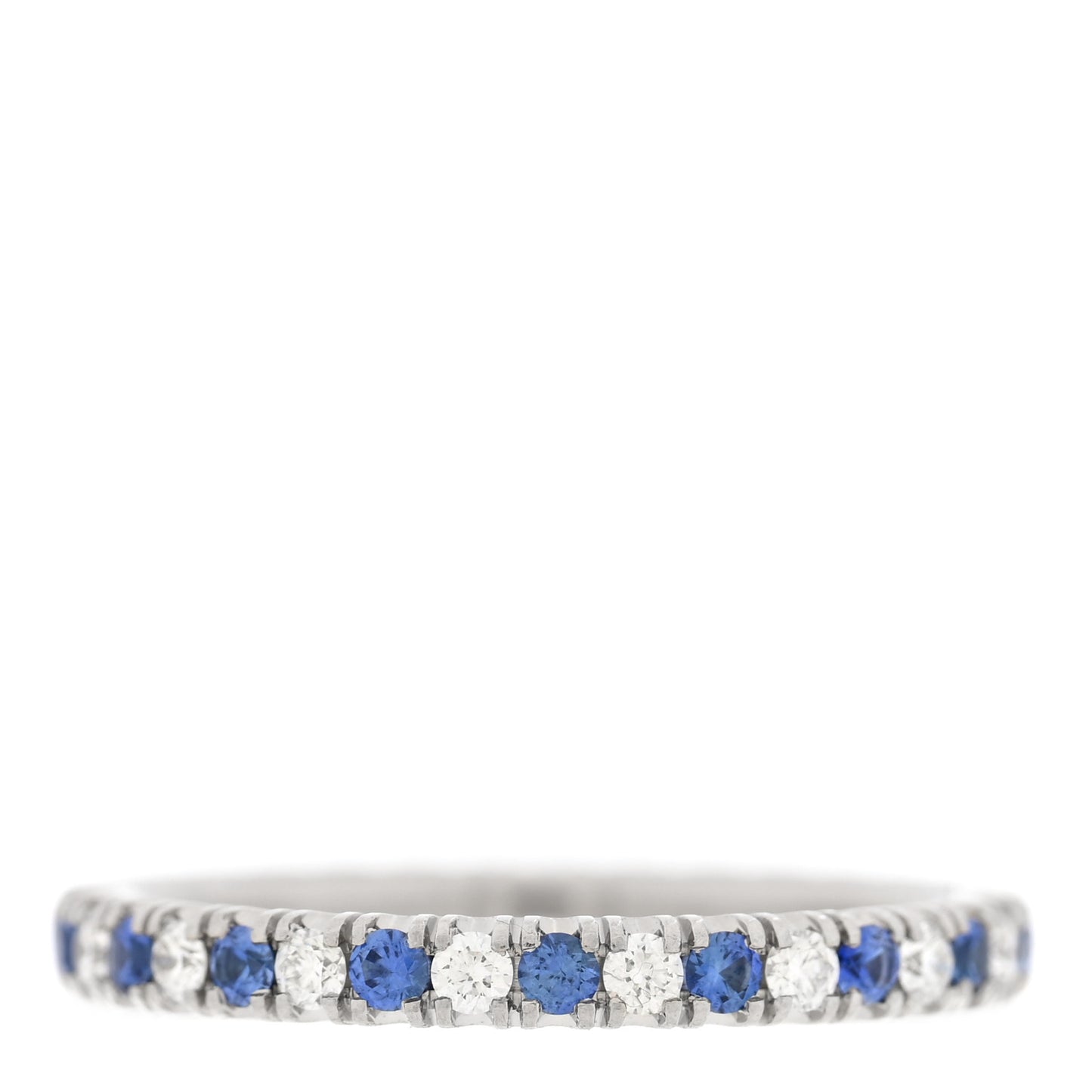Platinum Diamond Blue Sapphire 2mm Etincelle de Cartier Wedding Band Ring 48 4.5