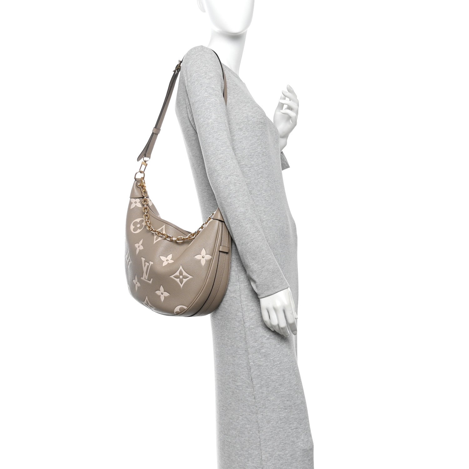 Louis Vuitton Empreinte Monogram Giant Loop Hobo Dove Gray Cream 2 of 9
