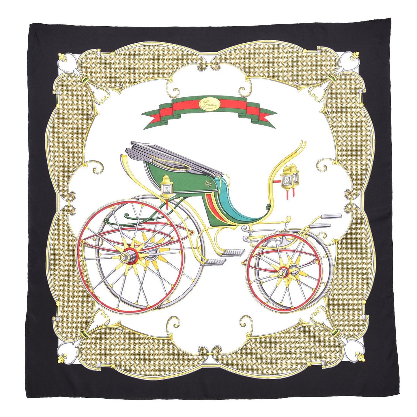 Silk Carriage Printed Scarf Black