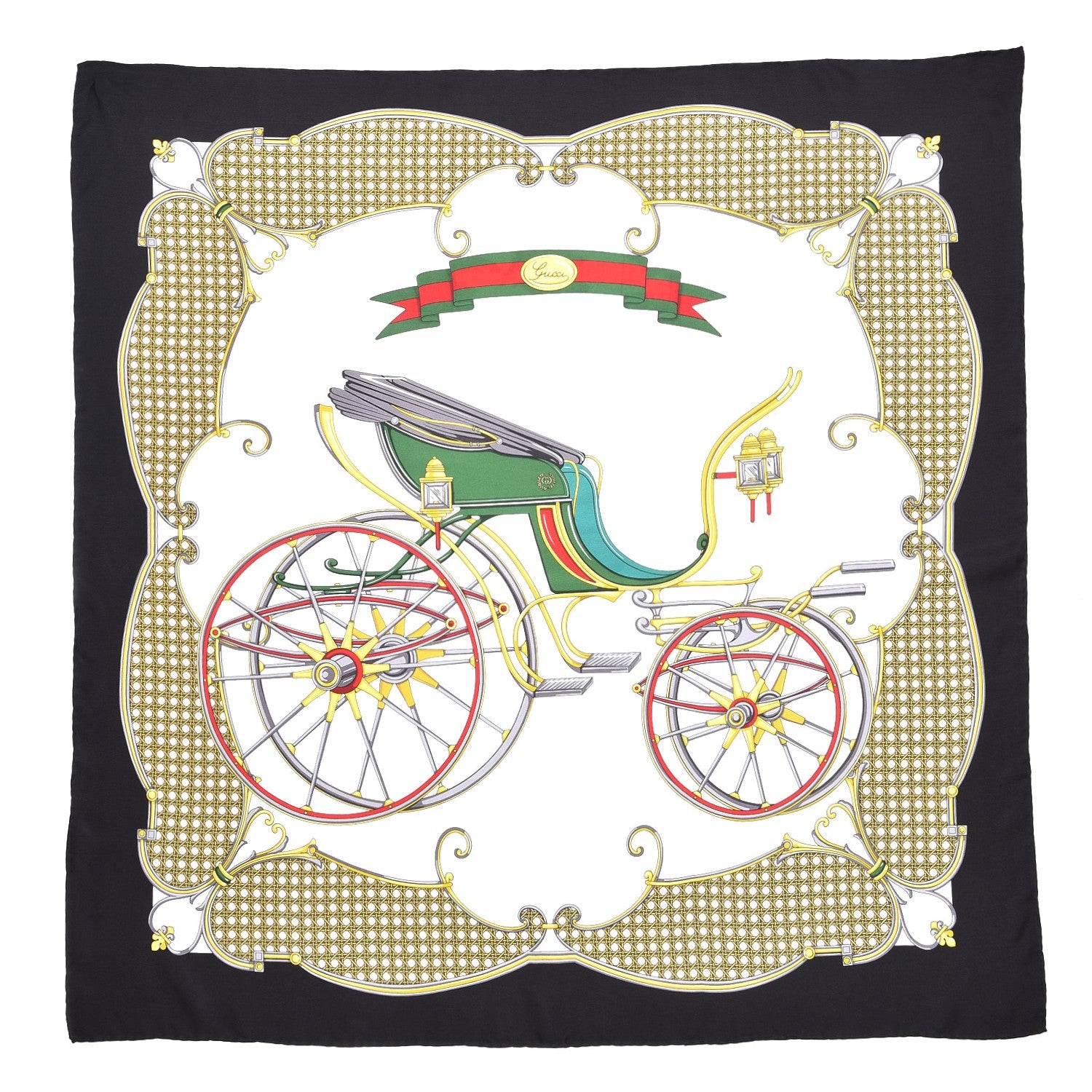 Gucci Silk Carriage Printed Scarf Black 2 of 6
