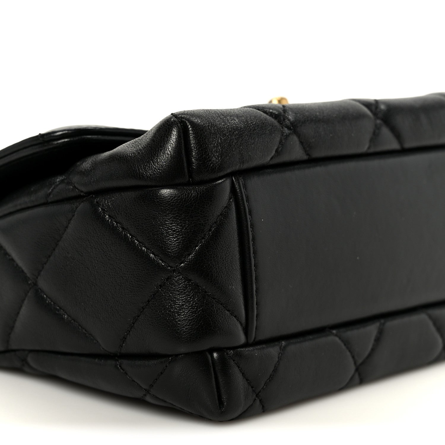 Chanel Shiny Lambskin Quilted Mini Pearl Logo Flap Black 9 of 10