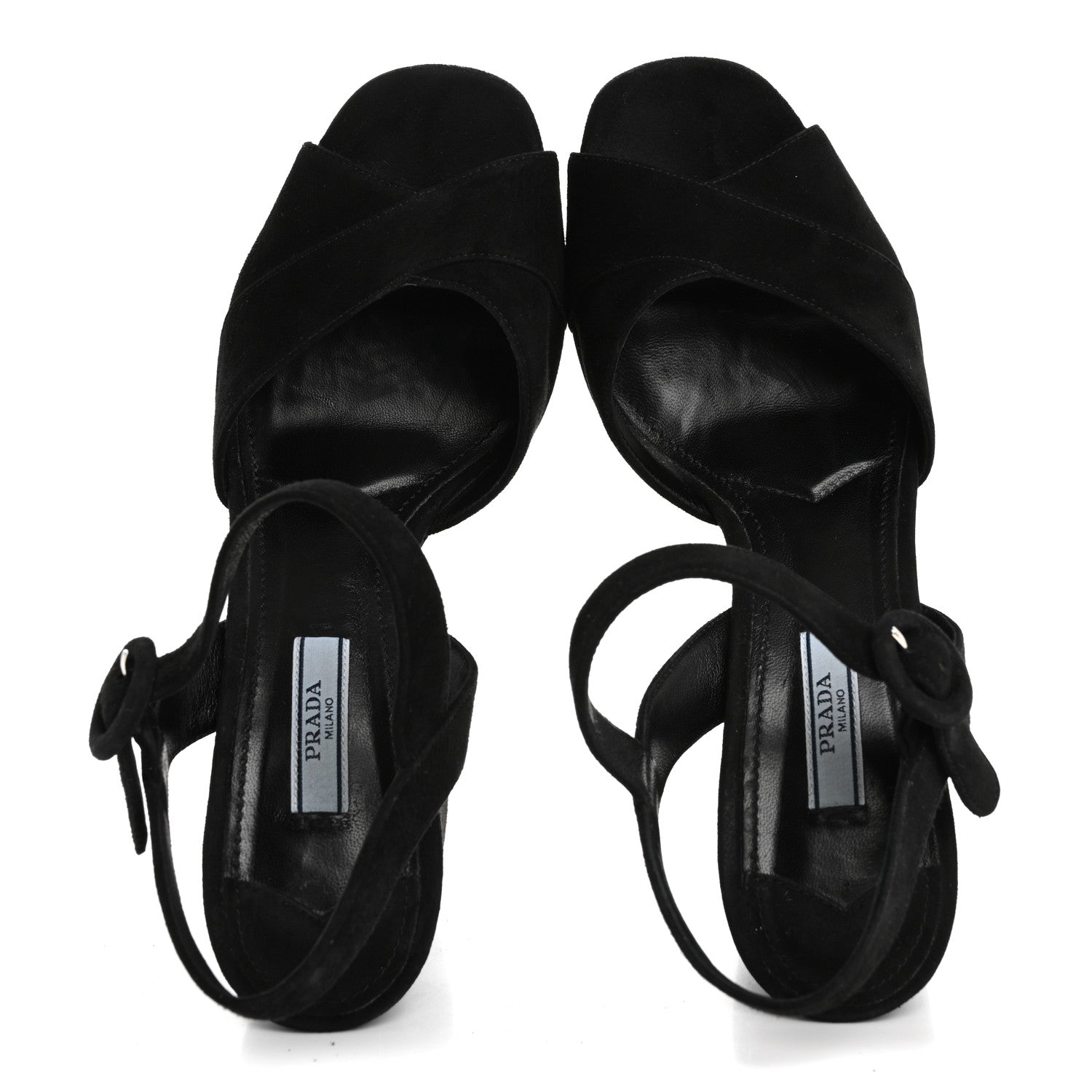 Prada Suede Platform Sandals 39 Black 2 of 12