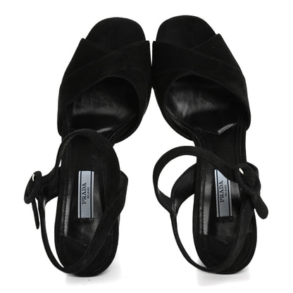 Prada Suede Platform Sandals 39 Black 2 of 12