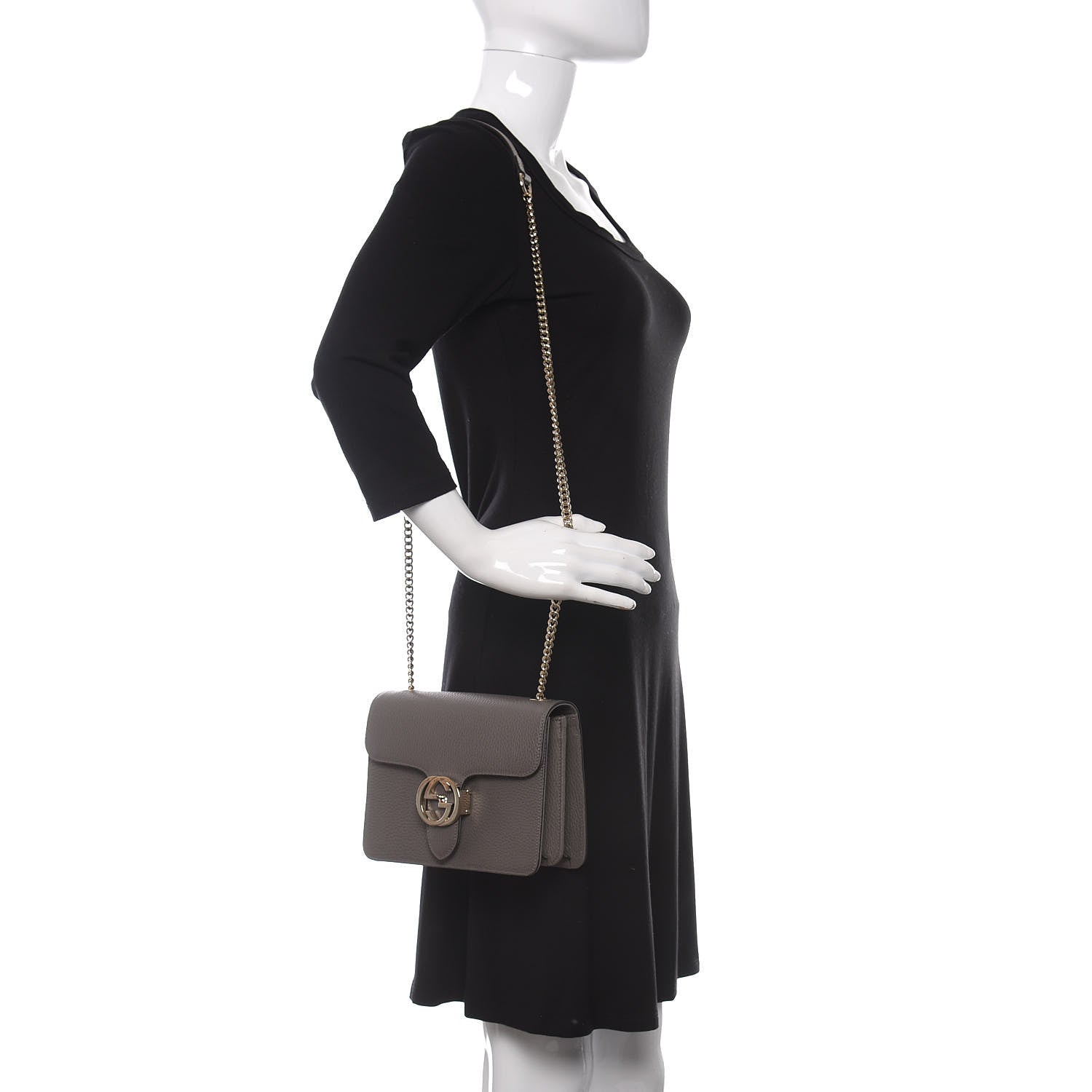 Gucci Dollar Calfskin Small Interlocking G Shoulder Bag Loess 2 of 10