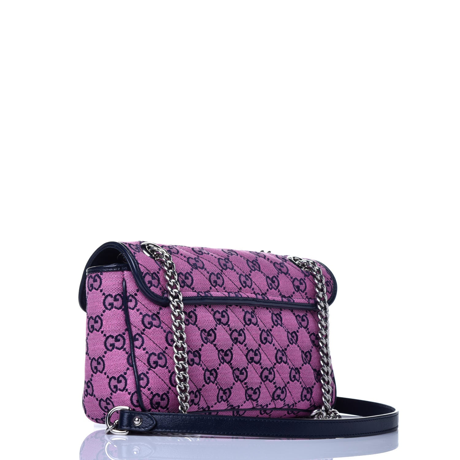 Gucci Monogram Multicolor Matelasse Diagonal Small GG Marmont Shoulder Bag Pink Blue 4 of 10