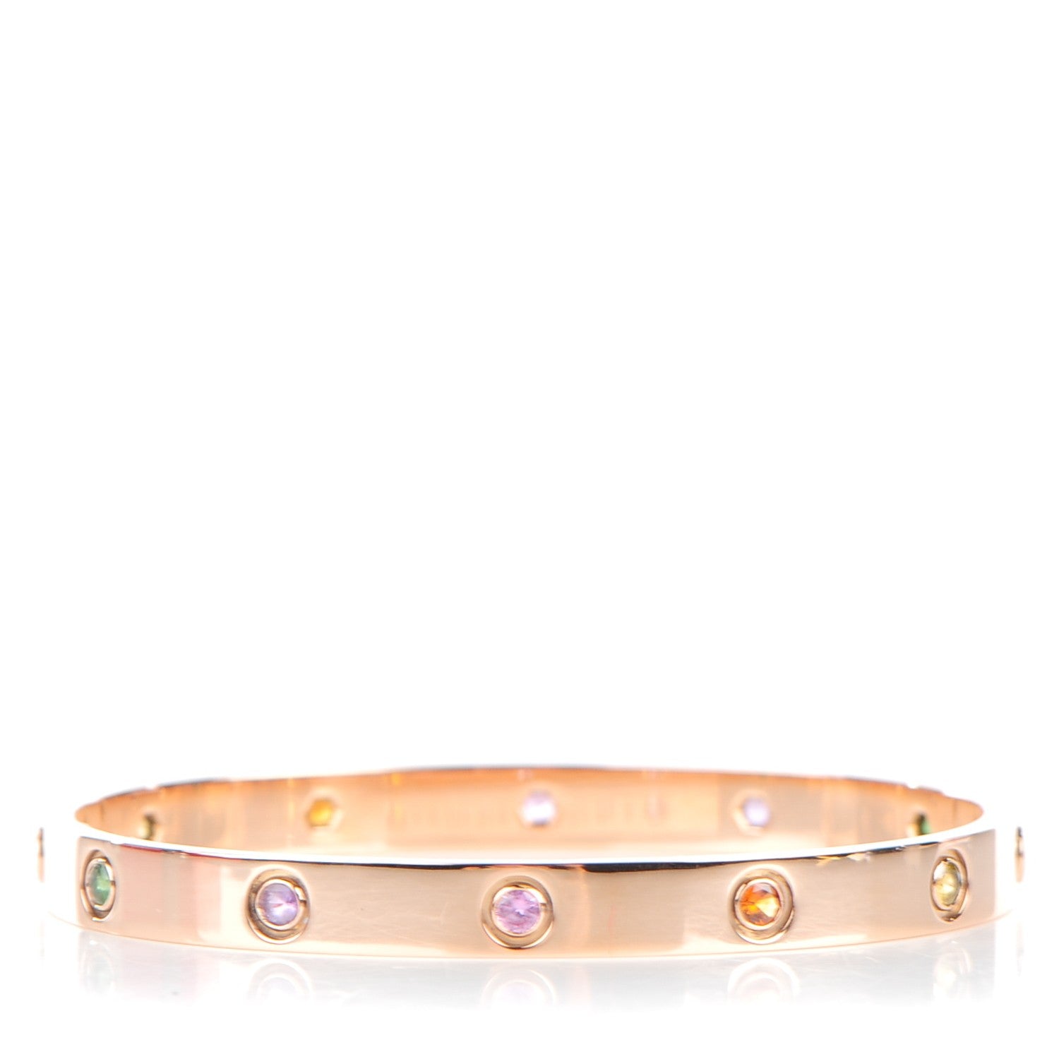 Cartier 18K Pink Gold Sapphire Garnet Amethyst LOVE Bracelet 18 1 of 7