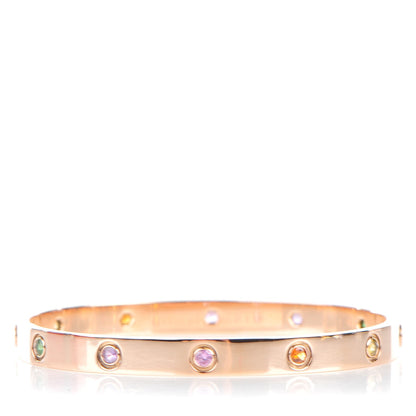 Cartier 18K Pink Gold Sapphire Garnet Amethyst LOVE Bracelet 18 1 of 7