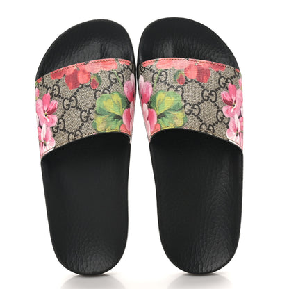 Gucci GG Supreme Monogram Blooms Slide Sandals 35 Beige Multicolor 2 of 9