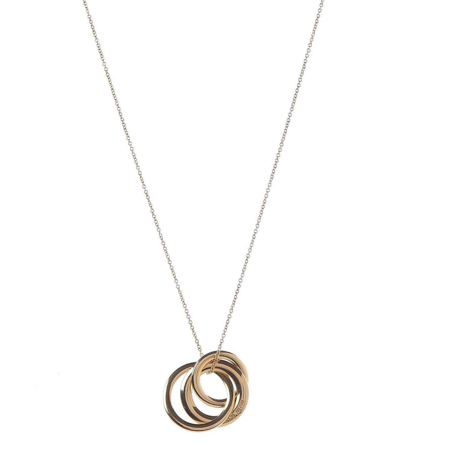 18K Yellow Gold Small Interlocking Circles Pendant
