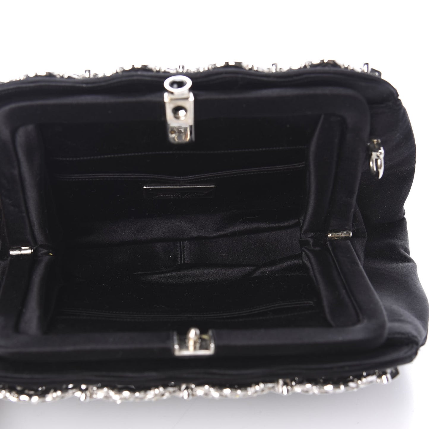 Crystal Satin Pleated Clutch Black