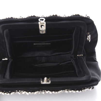 Judith Leiber Crystal Satin Pleated Clutch Black 5 of 9