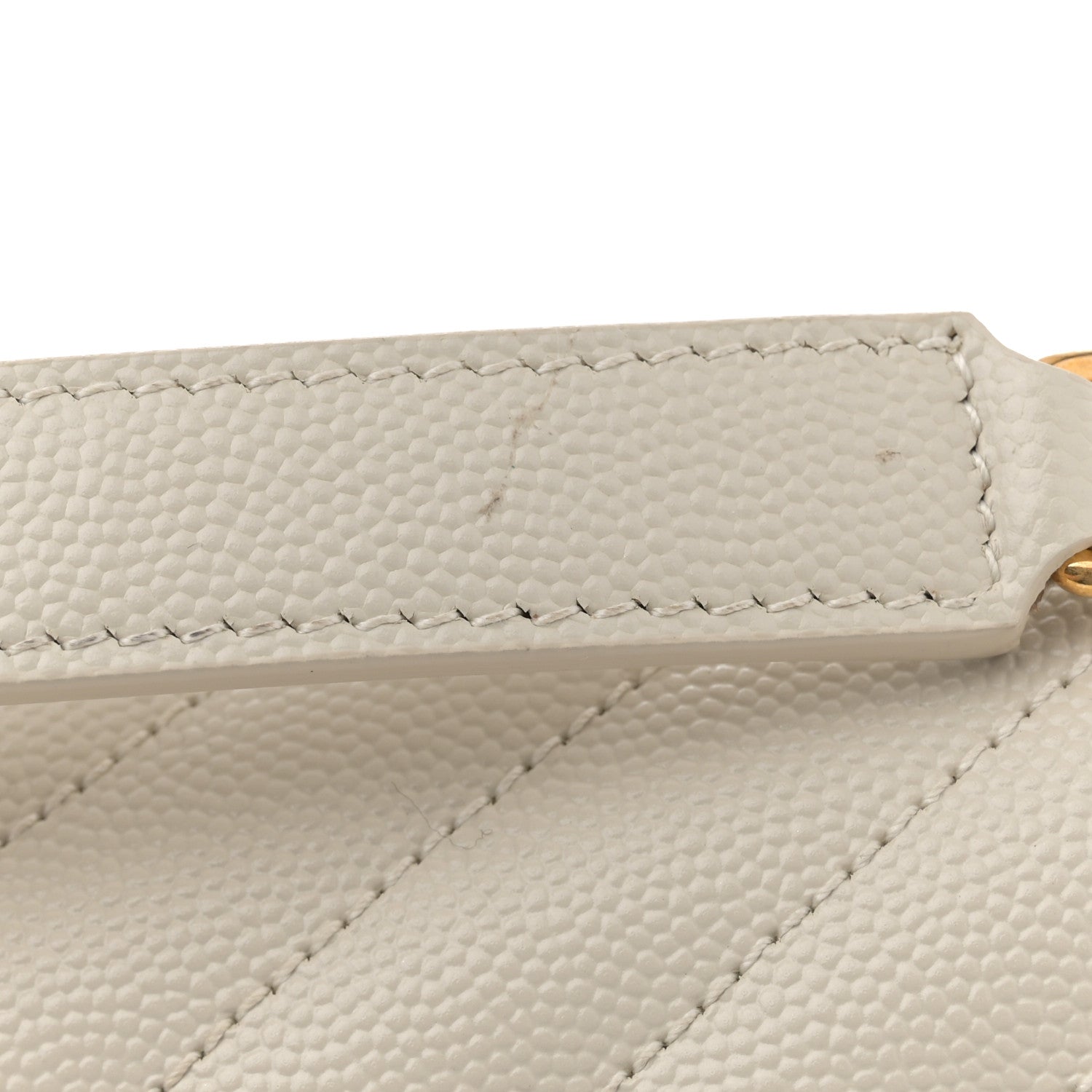 Saint Laurent Grain De Poudre Textured Mixed Matelasse Large Triquilt Monogram Satchel Crema Soft 11 of 12