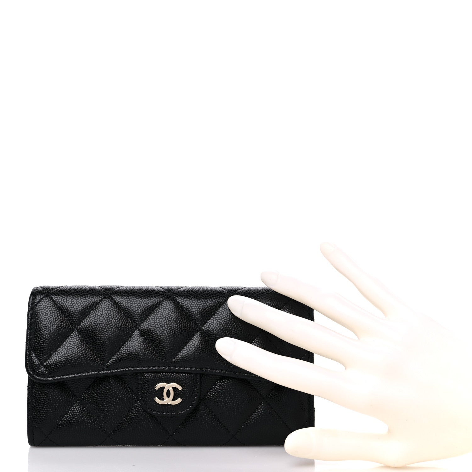 Chanel Caviar Quilted Medium Gusset Flap Wallet Black 2 of 11