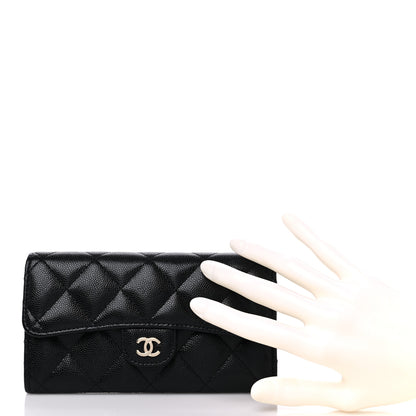 Chanel Caviar Quilted Medium Gusset Flap Wallet Black 2 of 11