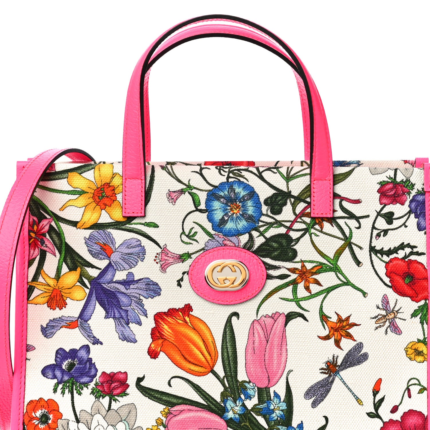 Gucci Canvas Medium Flora Tote Fuchsia 9 of 12
