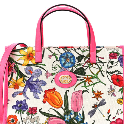 Gucci Canvas Medium Flora Tote Fuchsia 9 of 12