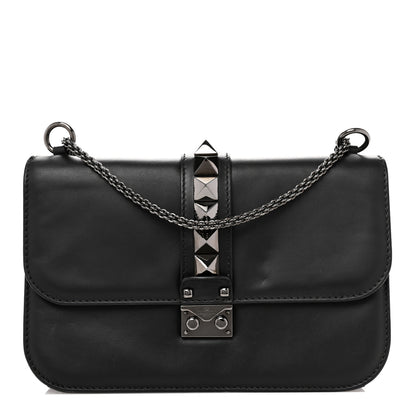 Valentino Garavani Vitello Medium Glam Lock Rockstud Flap Black 1 of 11