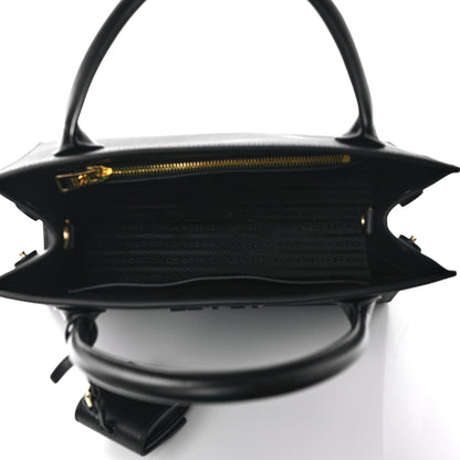 Prada Saffiano Cuir Calfskin Medium Monochrome Top Handle Tote Black 5 of 8
