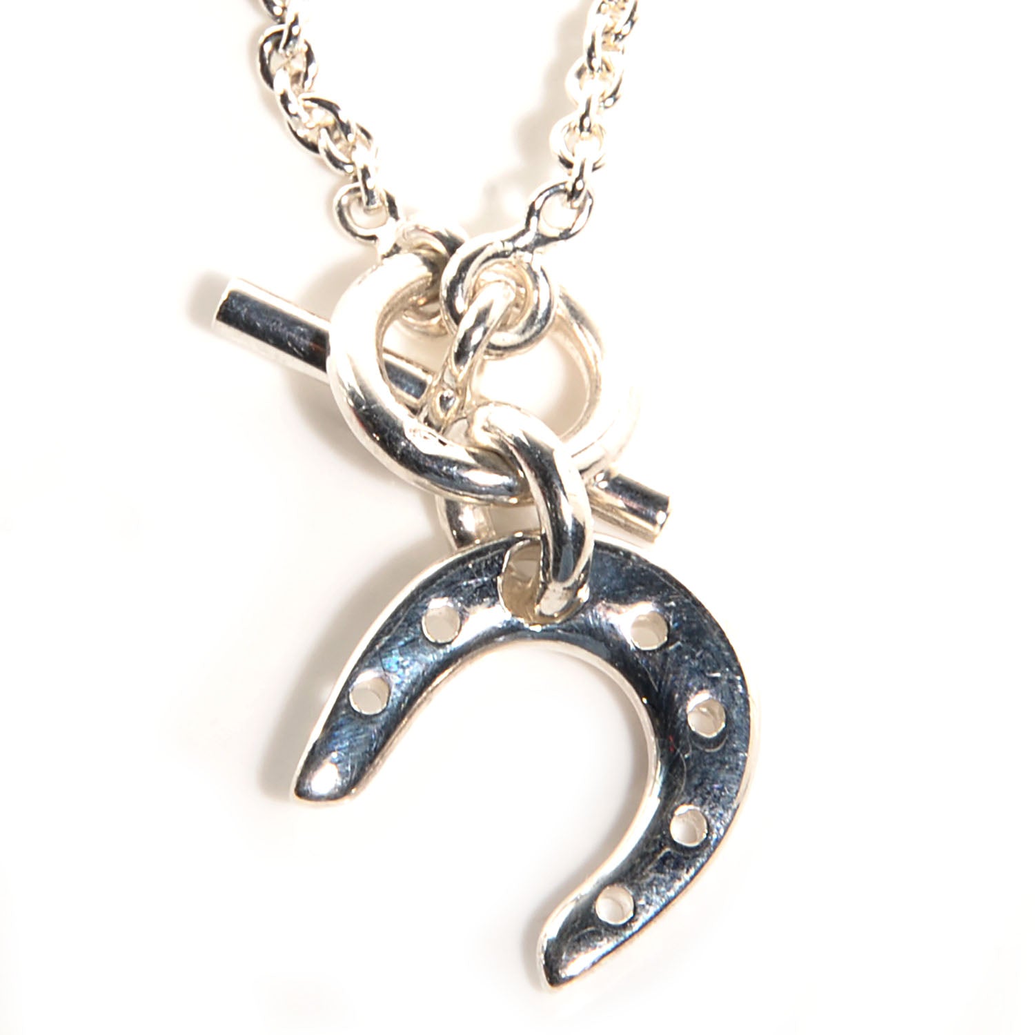 Hermes Sterling Silver Horseshoe Toggle Necklace 3 of 5